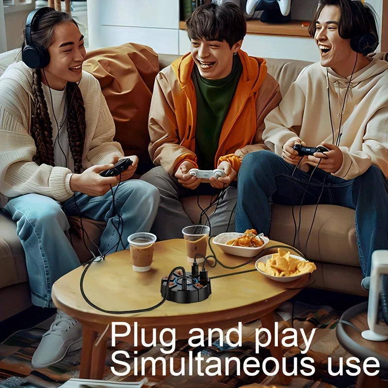 1 قطعة محور USB ملون 10 منافذ مع ضوء محيط، مادة ABS، توصيل وتشغيل، جهد تشغيل ≥36 فولت، لا يتطلب بطارية