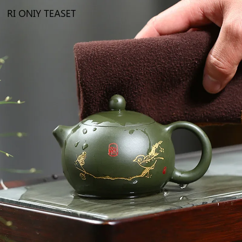 210ml Yixing Purple Clay Teapots Master Handmade Xishi Tea Pot Ball Hole Filter Kettle Chinese Authentic Zisha Tea Set Gifts