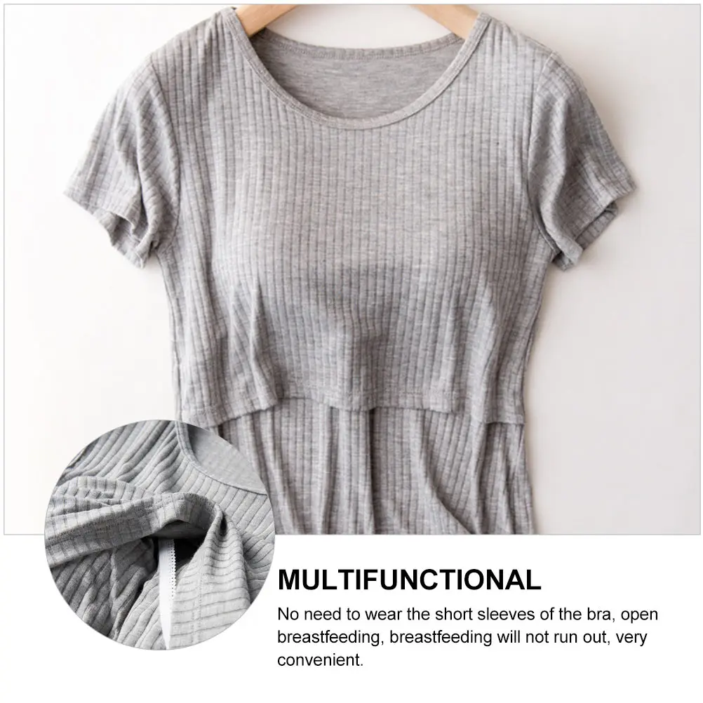 

High Quality Modal Breastfeeding Vest Pregnant Sleepwear Grey Pajamas Maternity Nursing Comfortable Elastic Thin Steel