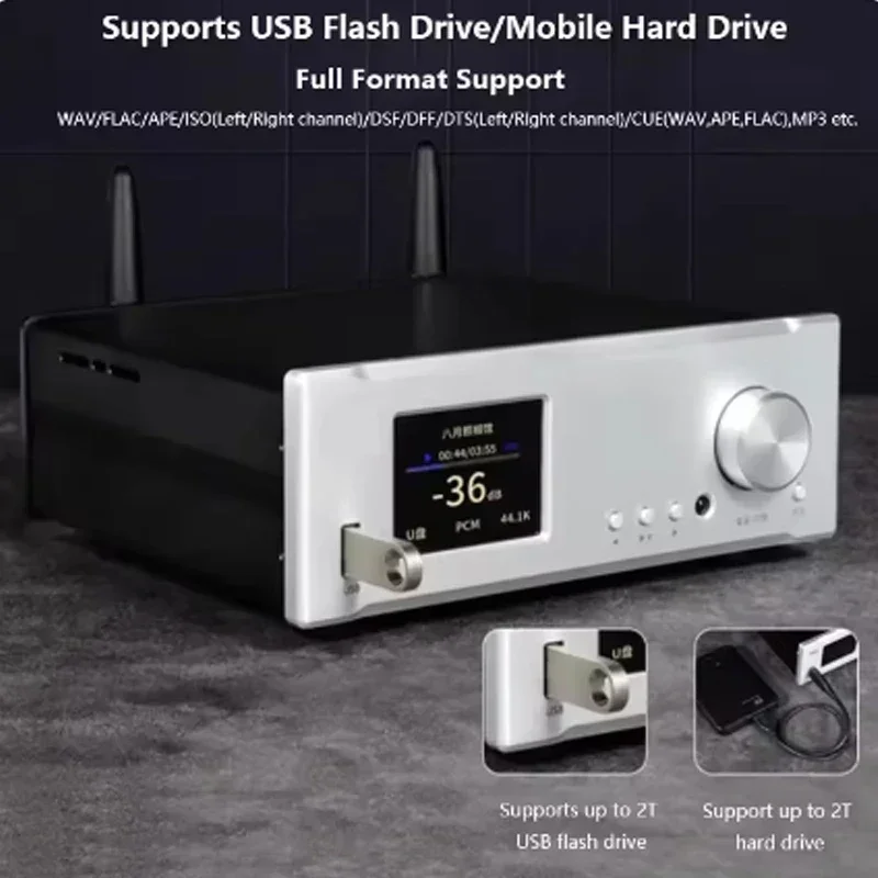 Digital Music Player Dual ESS9038Q2M DAC QCC3040 Bluetooth 5.0 HIFI Music Turntable DSD512 PCM768K 32BIT