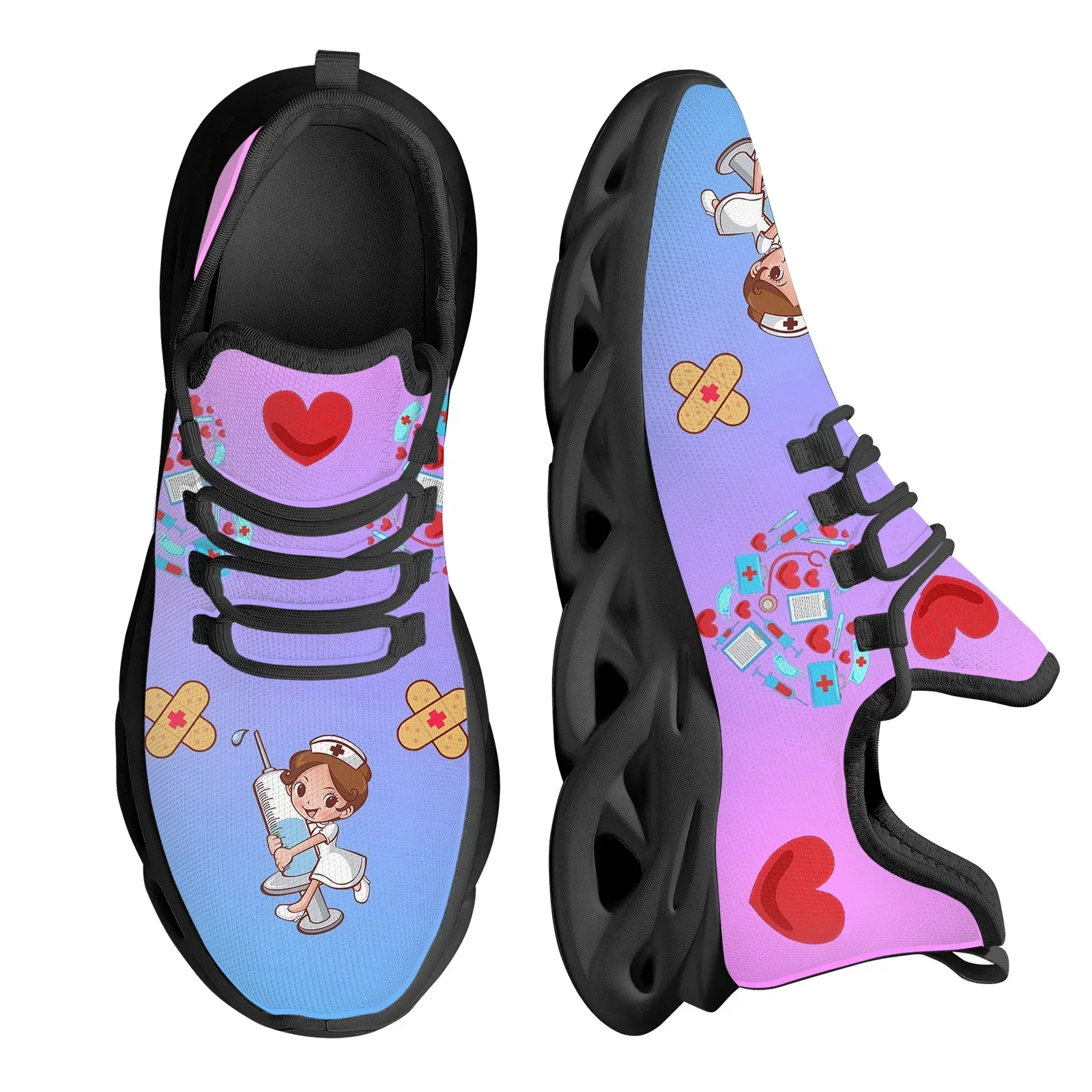 

2023 New Nurse Shoes Outdoor Breathable Mesh Running Shoes Nurse Assistant Pattern Women's Tennis Casual Footwear