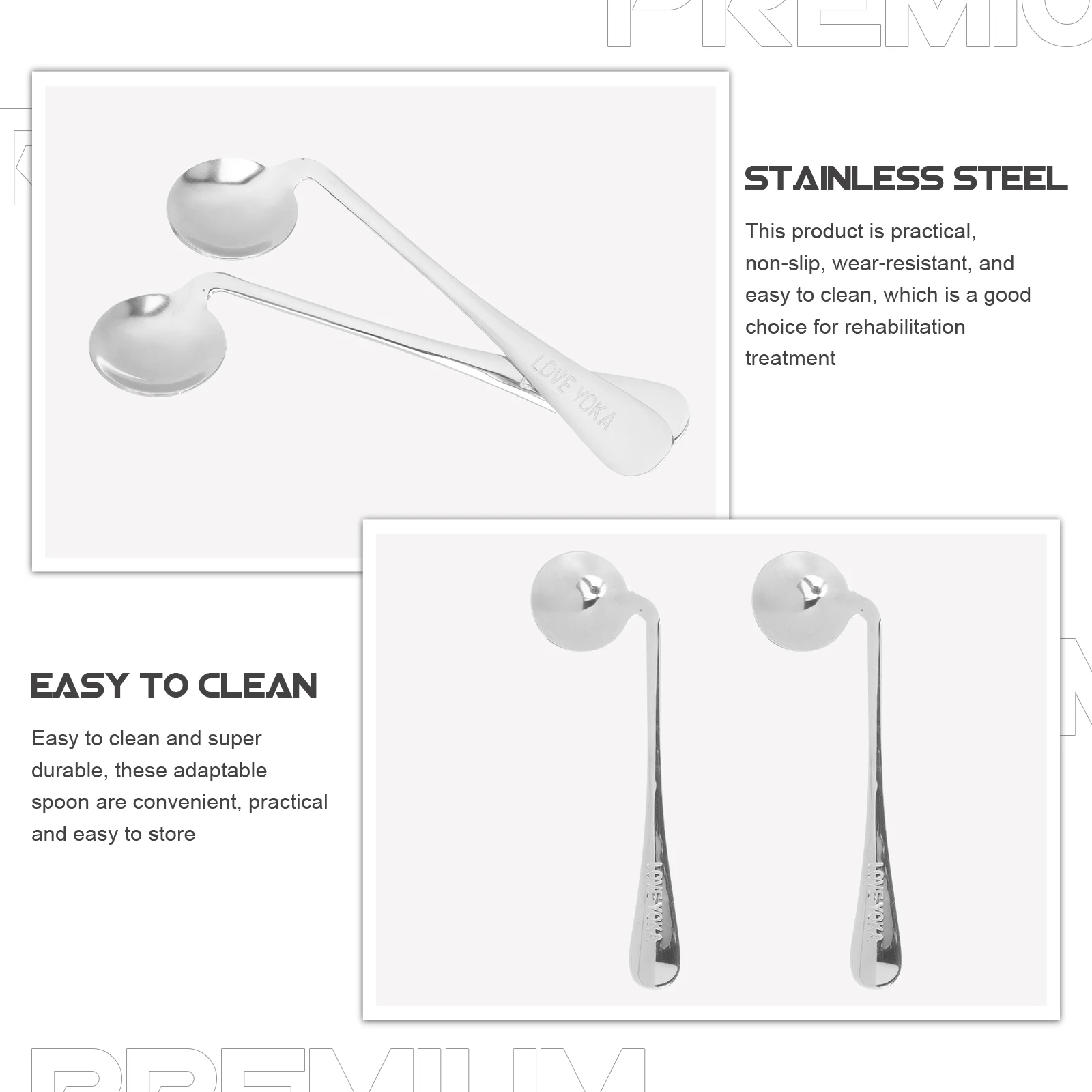 

2Pcs Anti- Spoon Adaptive Feeding Utensils Elderly Stainless Steel Ergonomic Elderly Accessories Arthritis Support