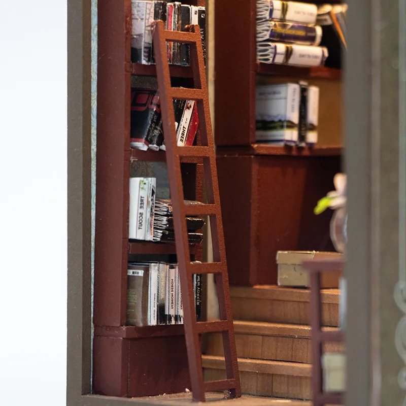 OUZEY クラシックライブラリー DIY ミニチュアハウス - 木製3Dモデル組み立てキット、ティーン向けの創造的な学習室