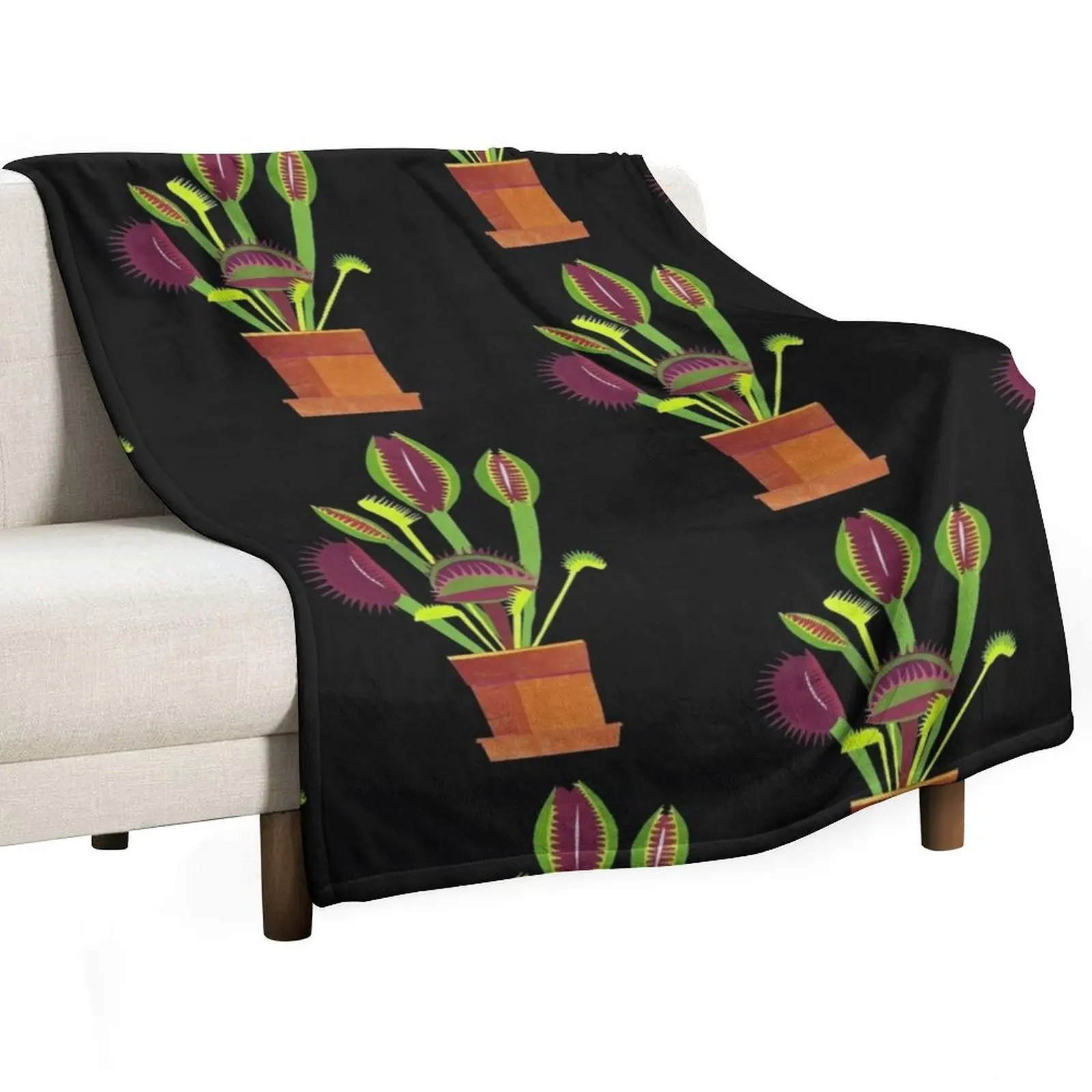 

Venus Flytrap Throw Blanket Winter beds Loose Vintage Decorative Sofa Blankets