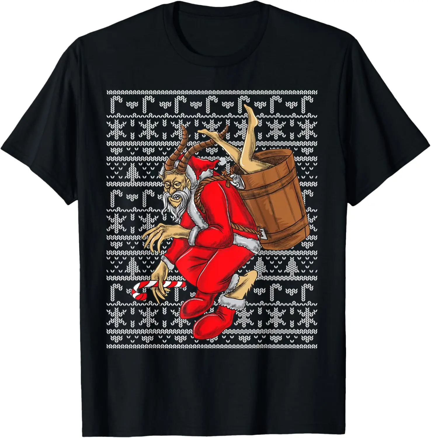 

Merry Krampus Ugly Christmas Sweater Pattern Gift T-Shirt 100% Cotton O-Neck Short Sleeve Summer Casual Mens T-shirt Size S-3XL