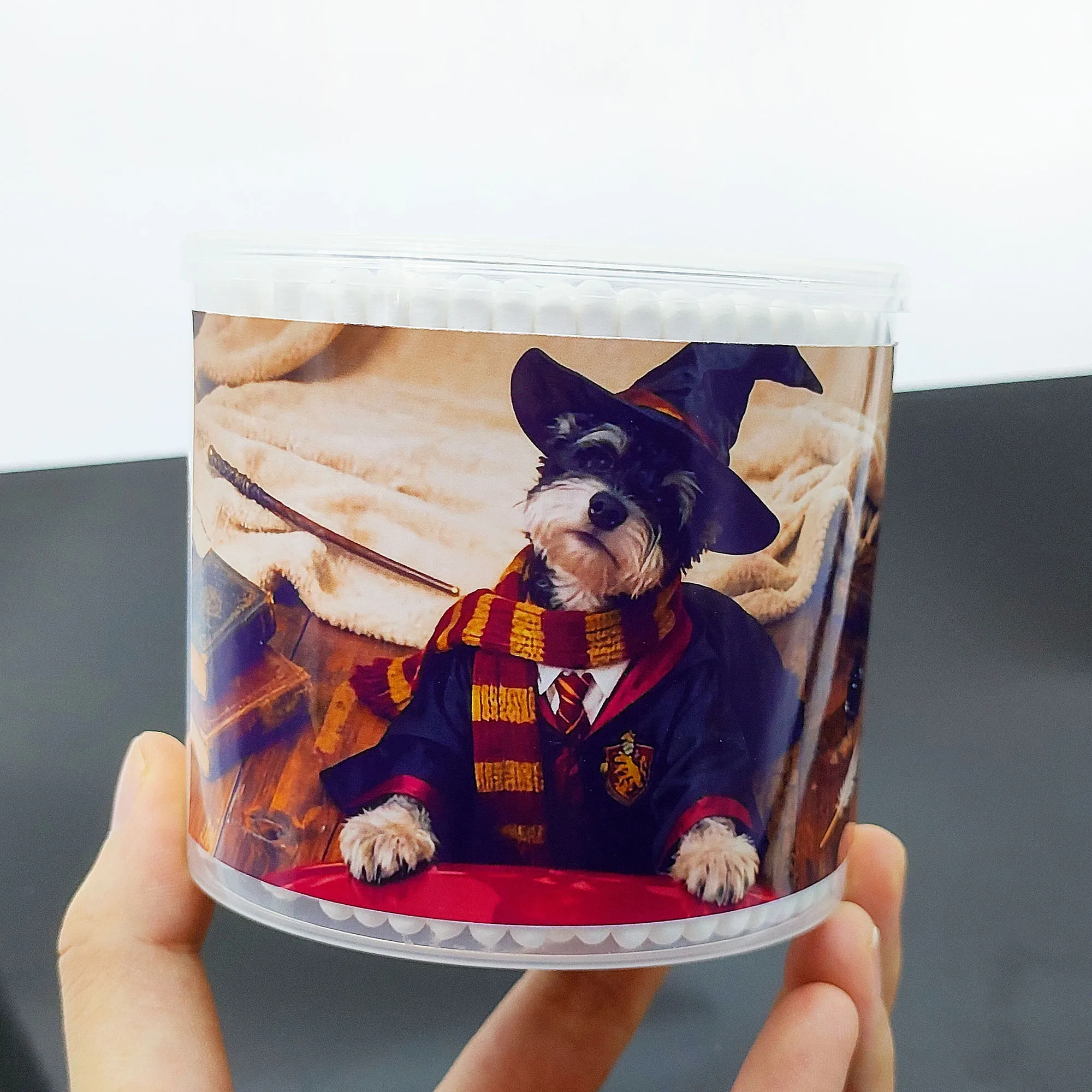 300 Stück Wattestäbchen mit Magic Academy-Motiv, Wattestäbchen in Form eines Hundes, doppelköpfige, doppelte runde Wattestäbchen.