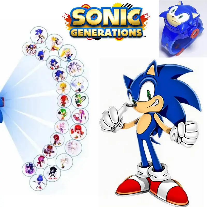 

Супер игра Sonic мультфильм 24 стиля 3D проекционные часы кукла-ежик детские флип-игрушки часы проектор детские подарки
