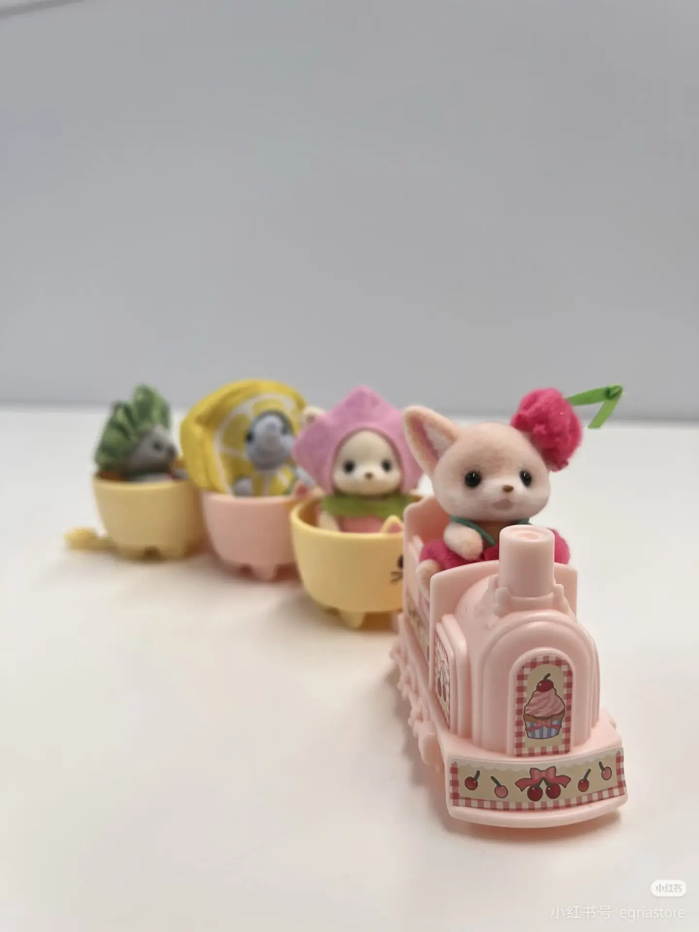 SYLVANIAN FAMILIES X Blind Box Fruit Cup Train Anime Figure Kawaii Collectible Toy Gift for Girls