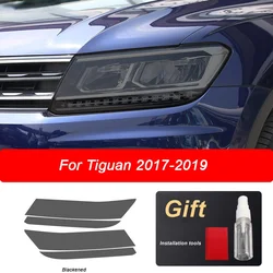 2X Car Headlight Protective Film Headlamp Taillight Transparent Black TPU Sticker For Volkswagen VW Tiguan 2017-2020 Accessories