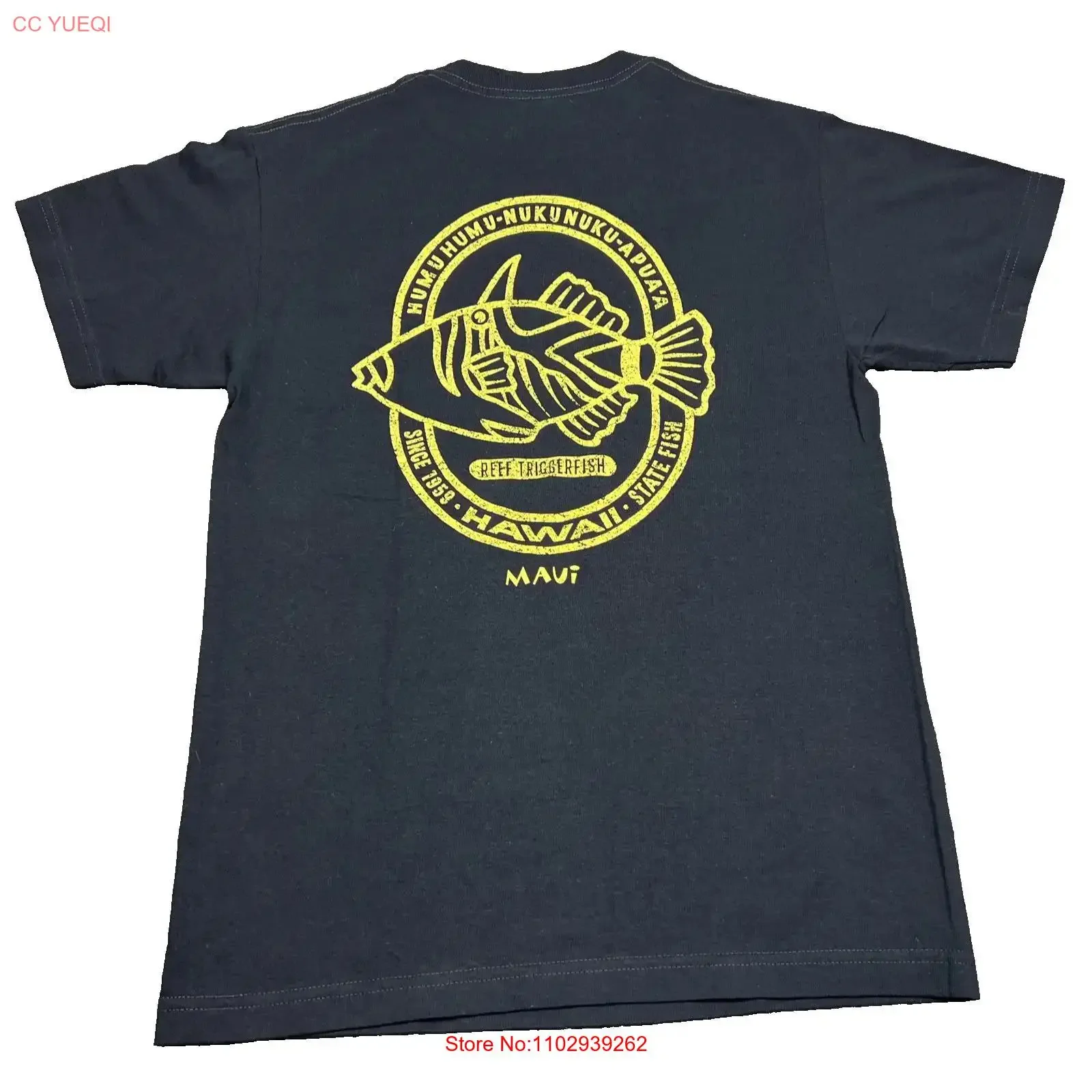 Camiseta Alstyle Maui Reef Triggerfish Hawaii para adulto, talla M, azul, estilo vintage, lavada, transpirable, cómoda, elegante, ropa de diseñador