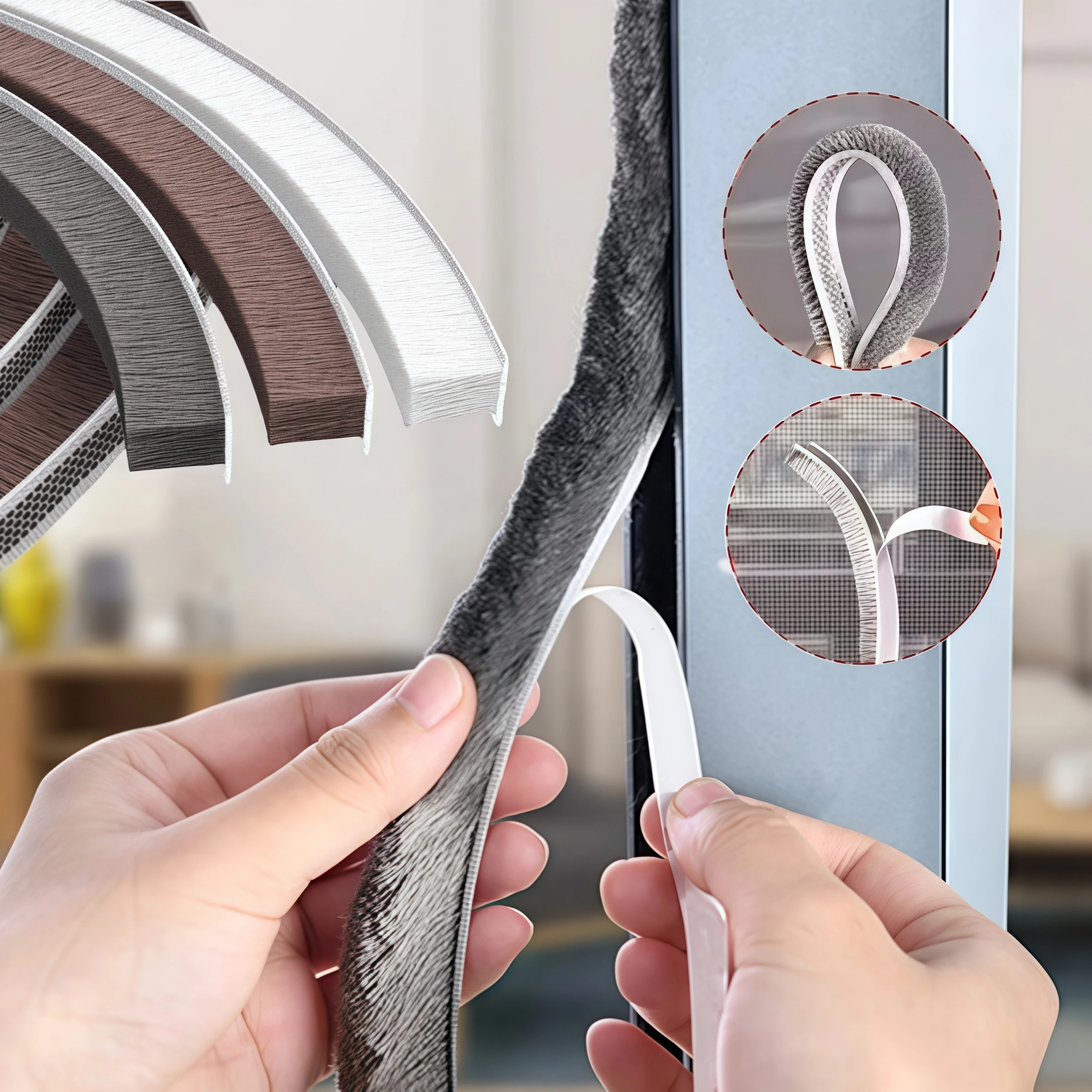 5/10Meter Self-adhesive Sealing Wind-proof Brush Strip Home Door Window One volume Sound Insulation Dust Strip Weather Stripping