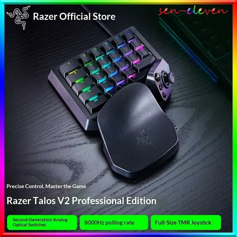 Teclado Óptico Analógico Razer Tartarus V2 Pro, Taxa de Polling de 8000Hz, Teclado de Uma Mão com Iluminação RGB Chroma e Thumbstick TMR para Jogos MM