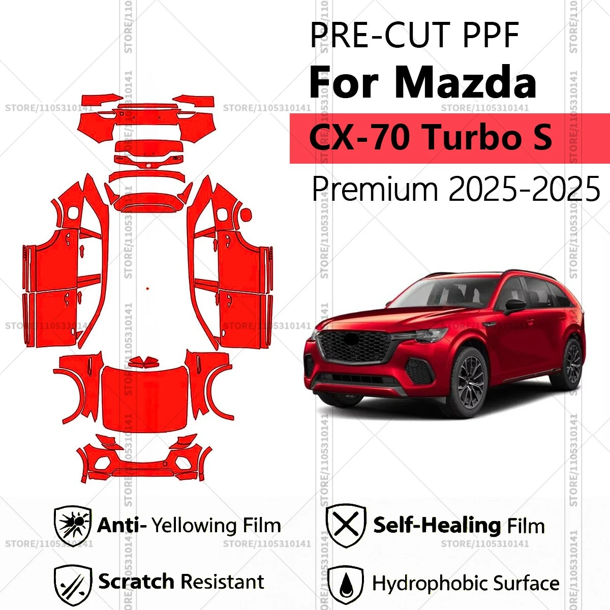 

Pre-Cut Paint Protection Film PPF Transparent Car Film Automotive PPF Full Vehicle For Mazda CX-70 Turbo S Premium 2025-2025