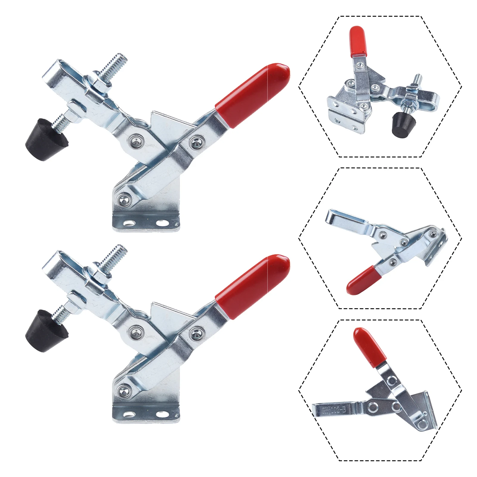 2Pcs Toggle Clamp Quick Fixture Quick Release Tool GH-102BSS Galvanized Iron 100KG/220lbs Hand Tools For Woodworking