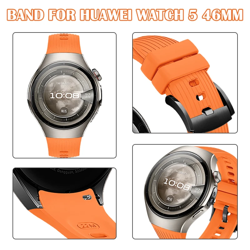 

Идеальный ремешок для Huawei Watch 5, 46 мм, полностью подходит, мягкий силиконовый браслет из материала для Huawei Watch 5, 46 мм, полное покрытие/бесшовный