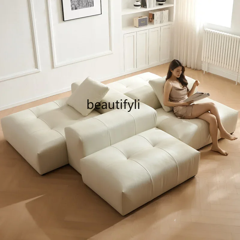 

Sofa silicone leather double-sided seated sofa module combination Italian minimalist sofa