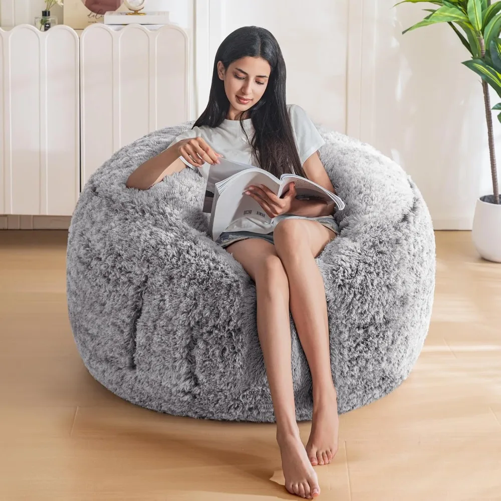 

Bean Bag Chair for Adults, Large 3 ft Bean Bag Chair with Foam Filling, Ultra Soft Fur Lazy Sofa for Living Room Bedroom