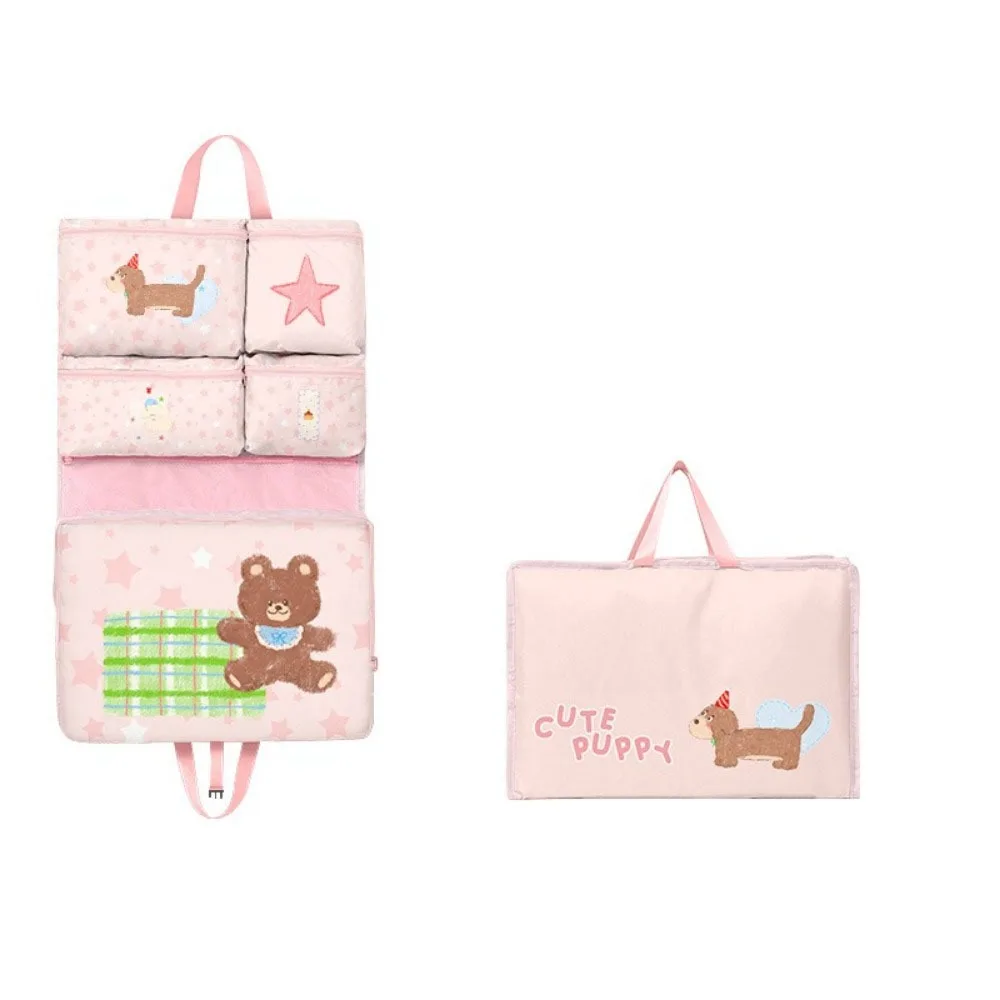 

Foldable Design 7in1 Travel Handbag Washable Waterproof Luggage Storage Bag Cartoon Pattern Space Saving Clothes Packing Cube