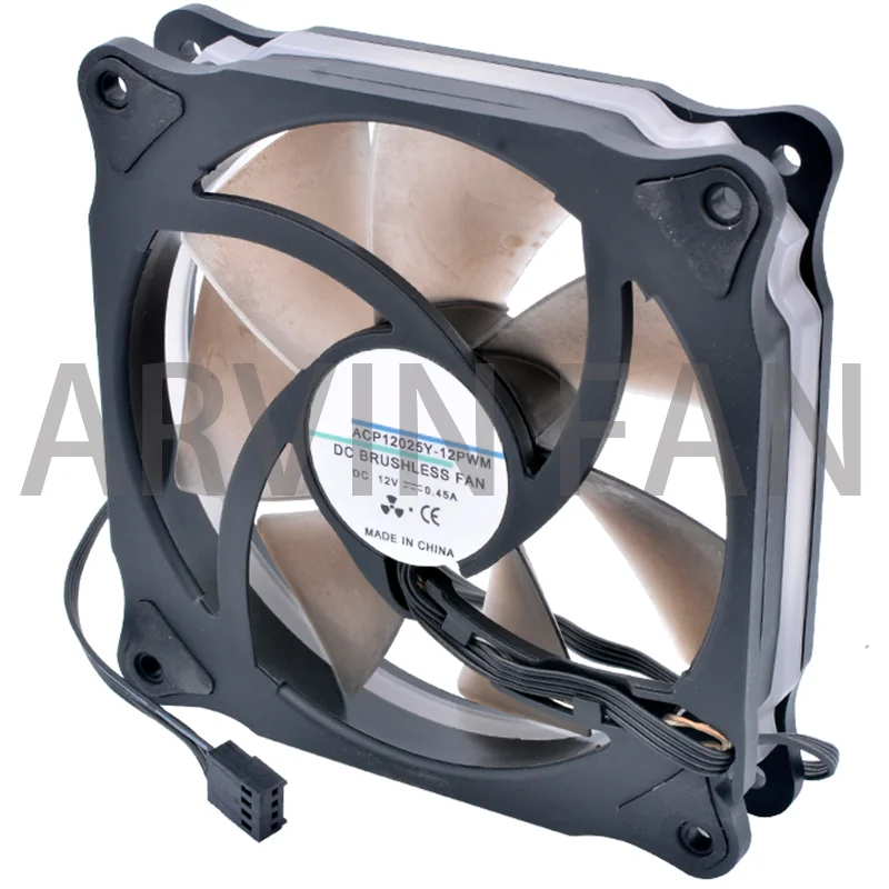 

ACP12025Y-12PWM 12cm 120mm 120x120x25mm 12V 0.25A 4 Wire Speed Control LED Blue Light Cooling Fan Suitable For Chassis CPU