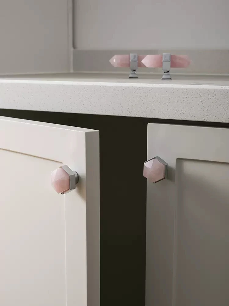 Furniture Bright Silver Solid Brass Wardrobe Door Handles Natural Crystal Cabinet Doors Bedroom Drawer Knobs/living Room Handles