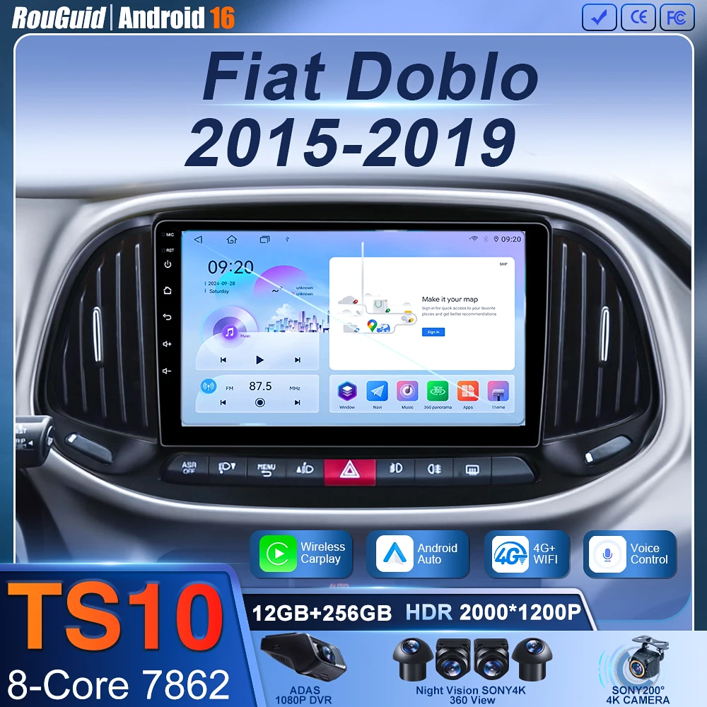 

Wireless CarPlay for Apple Android 16 Auto Radio for Fiat Doblo 2015 2016 2017 2018 2019 Multimedia Screen Stereo GPS