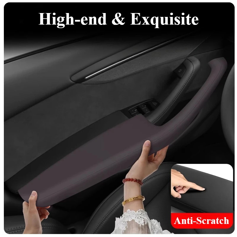 

Door Armrest Protective Cover For Tesla Model Y/YL/3 Highland Original Car Leather Glue-free Installation Accessories Supplies