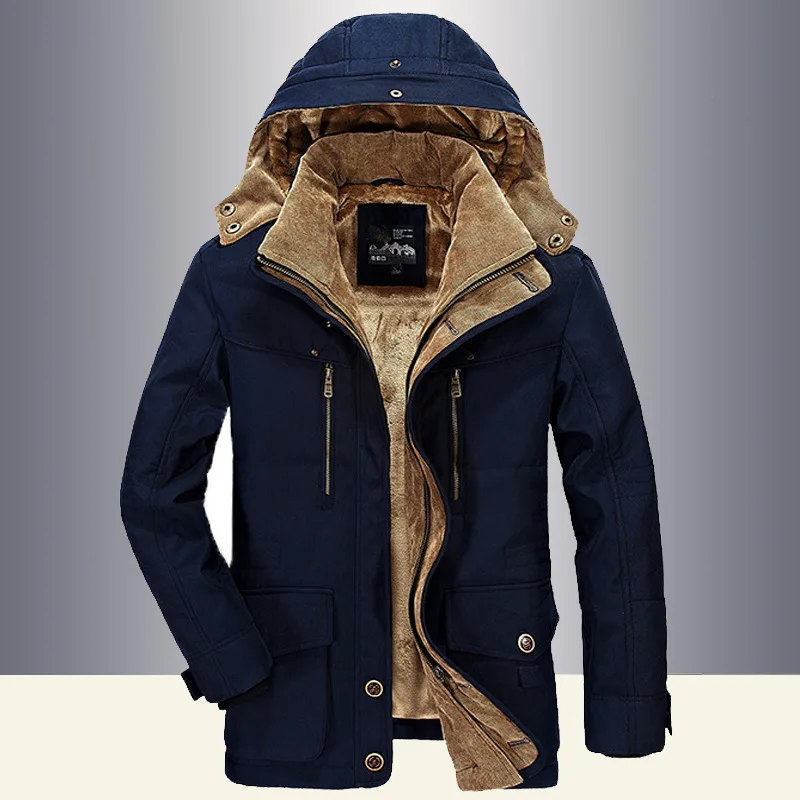 Men's Multi Pocket Hooded Thick Warm Windproof Coat Winter Casual Workwear Winter Fashionable Cotton Coat Winter Coat