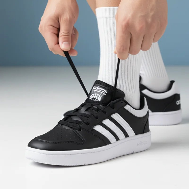 2026 New Adidas KI1056 Black White Men Low Top Sneakers Synthetic Rubber Sole Classic 3 Stripes Street Skate Casual Shoes