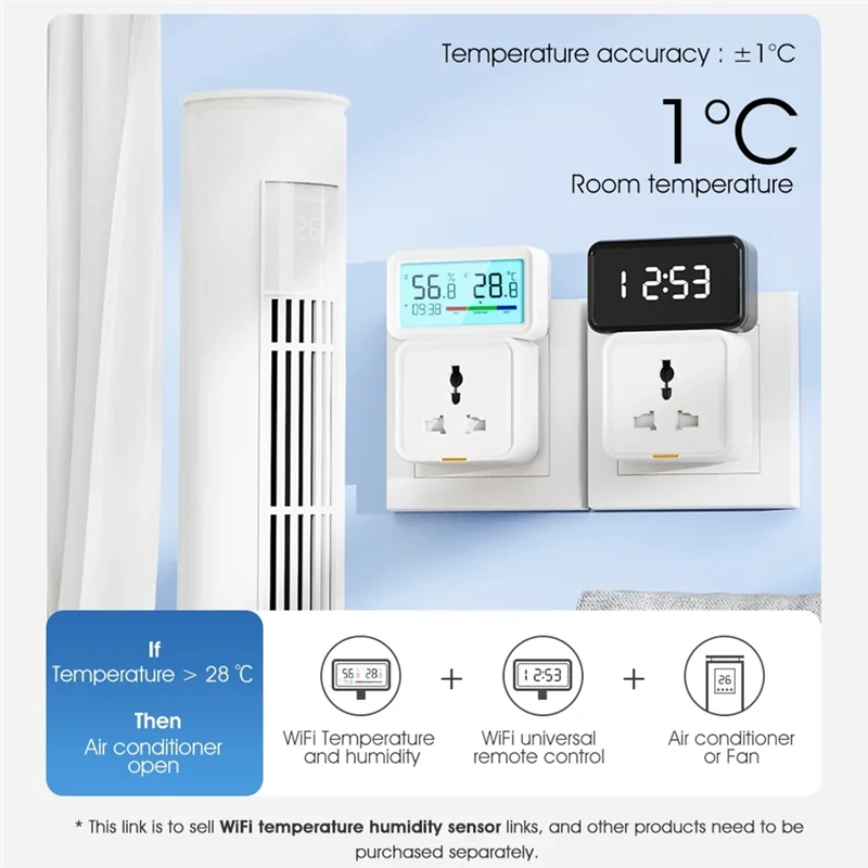 B47C Electronic Table Clock Zigbee Temperature And Humidity Sensor For Indoor Use With Backlight WHITE