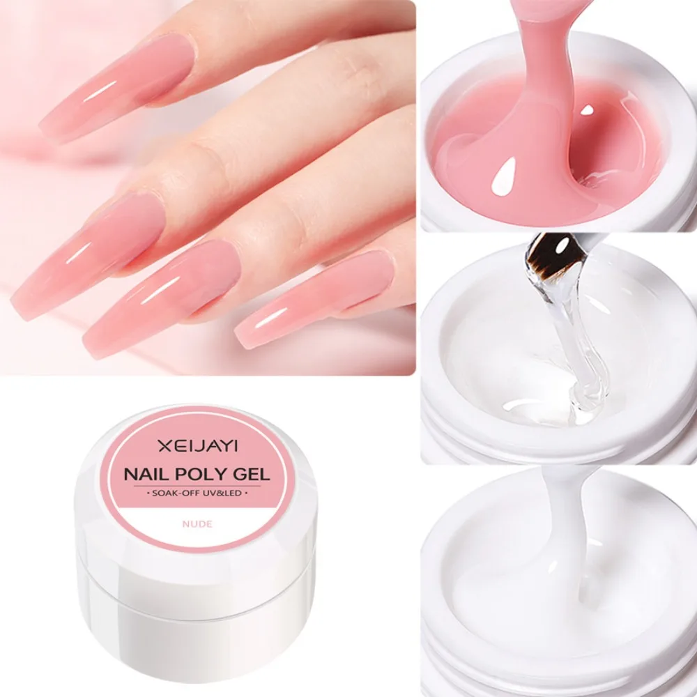 XEIJAYI Extension Nail Gel Jelly Pink White Clear Hard Gel Polish Self Leveling Soak Off UV Construction Nail Art DIY Manicure