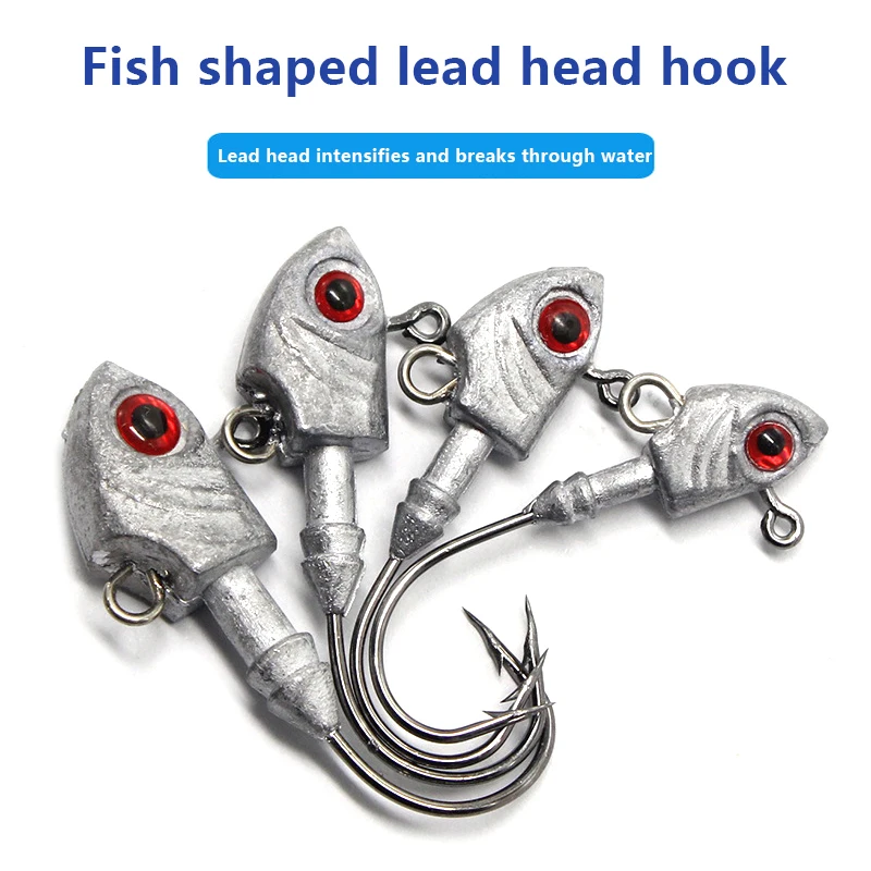 Fish-type Lead Head Hook Blood Trough Three Book Hook 3.5-33g Sea Fishing Long Casting Simulation Fish-shaped Sea Bass Soft Bait