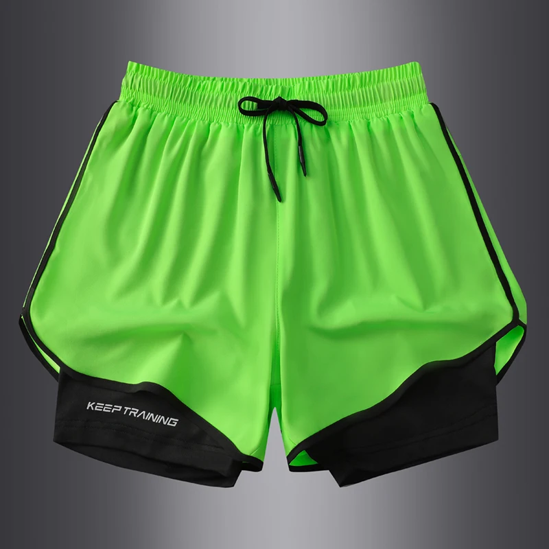 2024 Sport Shorts Men Sportswear Double-deck Running Shorts 2 In 1 Beach Bottoms Summer Gym Fitness Training Jogging Short Pants