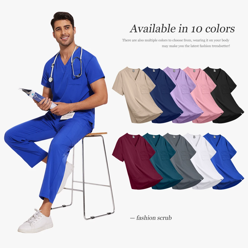 ขายร้อนชุดขัดเครื่องแบบทางการแพทย์ผู้ชายผู้หญิงนุ่มชุดพยาบาลทางการแพทย์ Outpatient โรงพยาบาลขัด 2 ชิ้นชุดพยาบาล