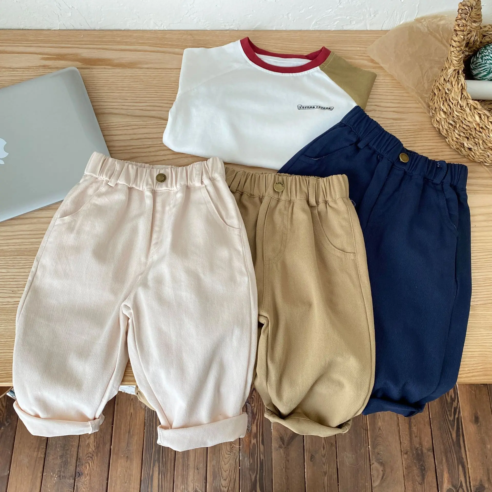 

Baby Boy Pant 2024 Summer and Autumn New 2-7 Years Old Spring Boy Korean Style Straight Pants Baby Simple Loose Pants
