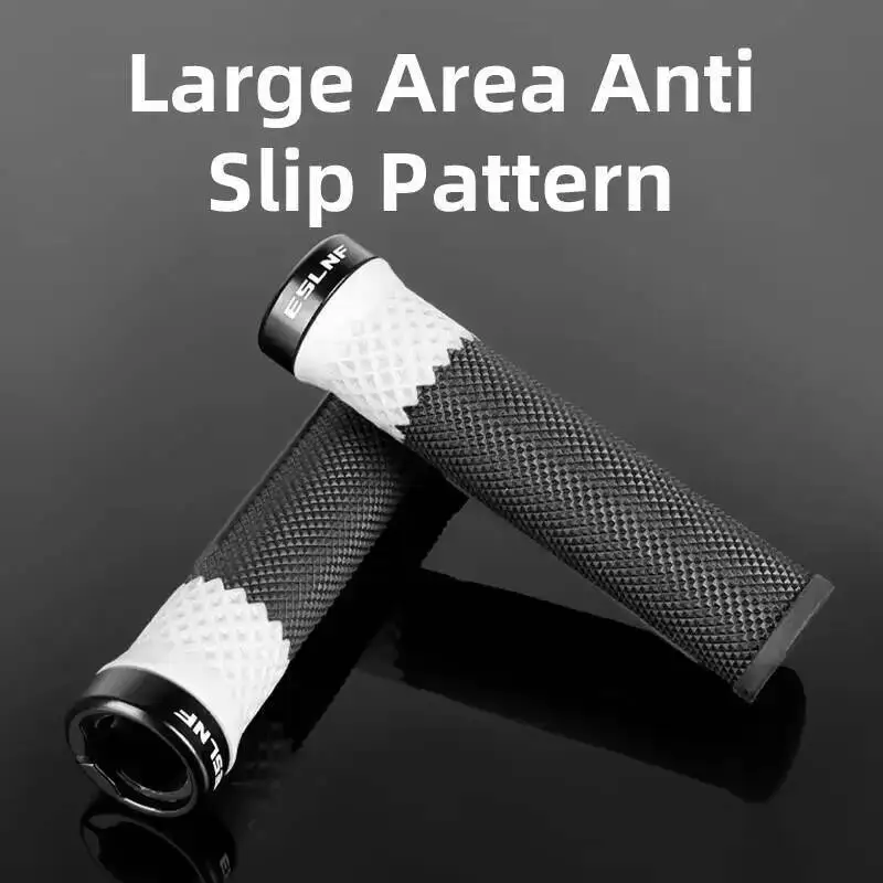 

ESLNF Bicycle Handlebar Shock Absorbing Ergonomic Anti-Slip Lock On MTB Mountain Bike Grips White Black