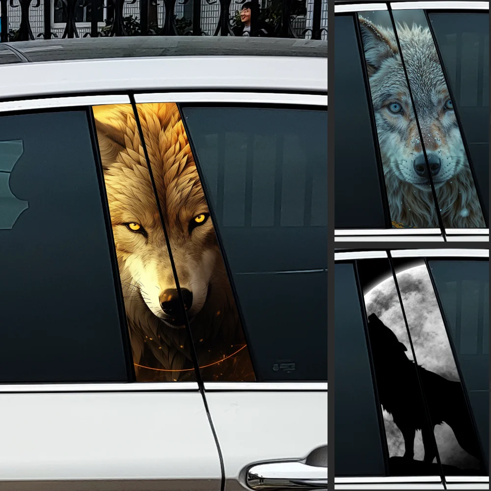 

Wolf Car Stickers Auto B-pillar Waterproof Sunscreen Vinyl Decals Auto Center Column Cover Scratches Decoration Accessories