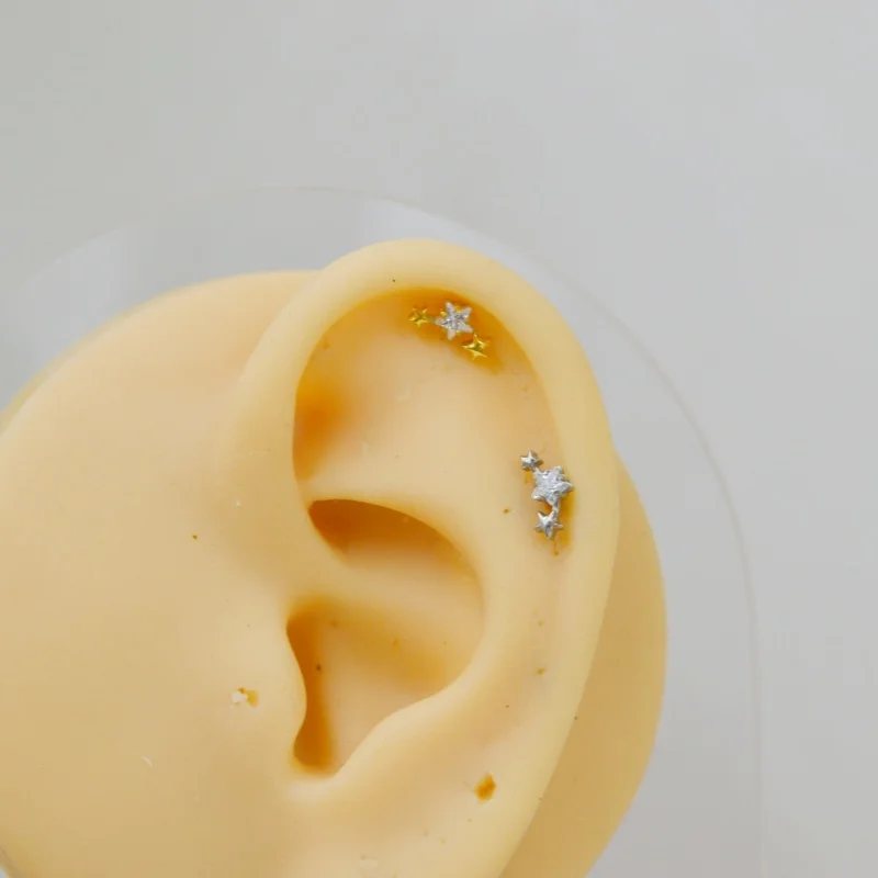 10pcs Body Jewelry G23 Titanium 16G Star CZ Push In Internal Ear Helix Tragus Rook Bar Body Piercing Jewelry