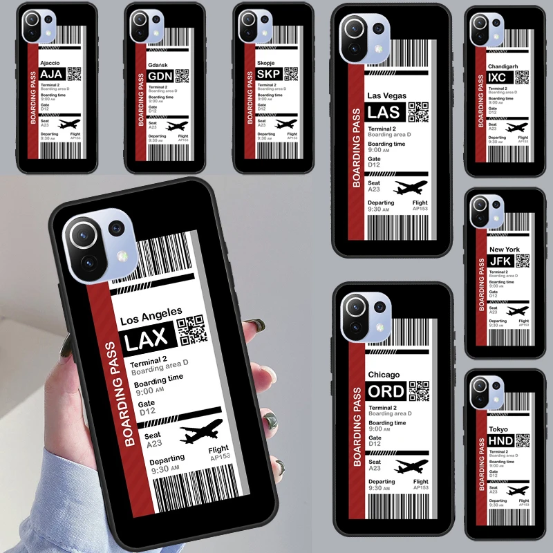 Boarding Pass Flight Destination Ticket Case For Xiaomi 11T 12T 13 Pro 12 Lite Cover For POCO F5 X3 X5 Pro M5s X4 F4 GT C40 F3