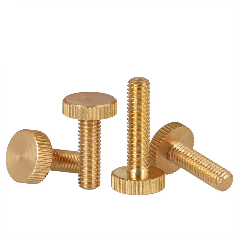 真鍮ローレット平頭手ネジ M3 M4 M5 M6 M8 M10 純銅ビッグヘッドローレット手ネジハンドル締めネジ GB835