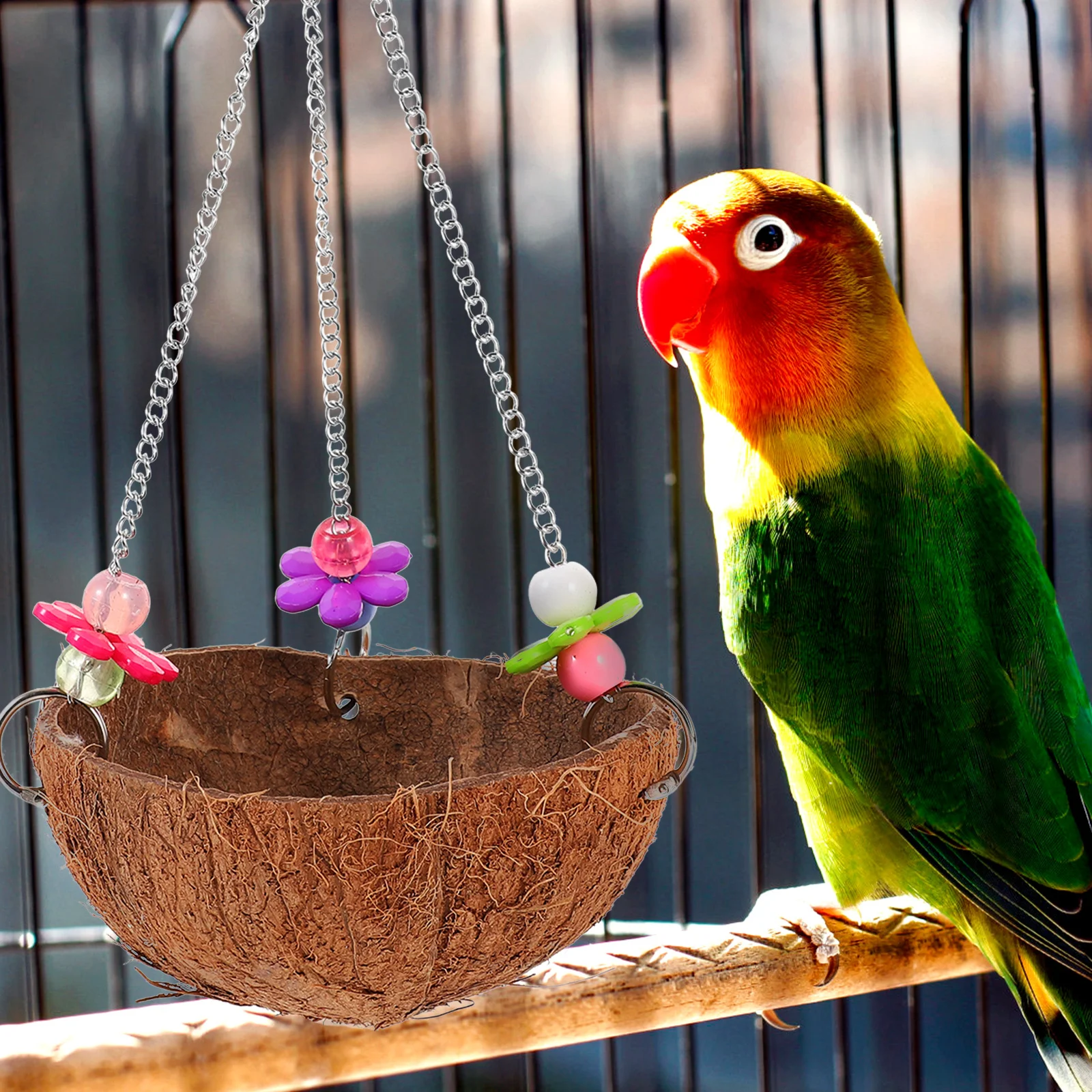 

Coconut Shell Bird Nest Natural Hanging Sleeping Bed For Parrots Decorative Outdoor Birdcage Breeding Nest Parakeet