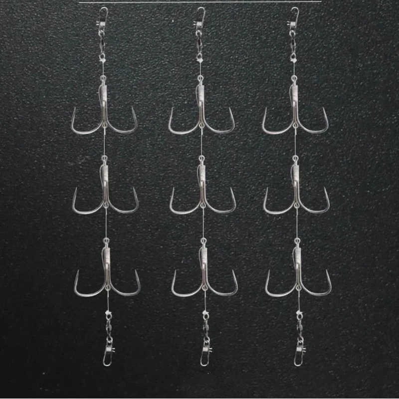 

High Carbon Steel Tied Butterfly String Hooks Barbless Scale Piercing Anchor Hooks for Bighead Carp Snagging Fishing Hooks Pesca