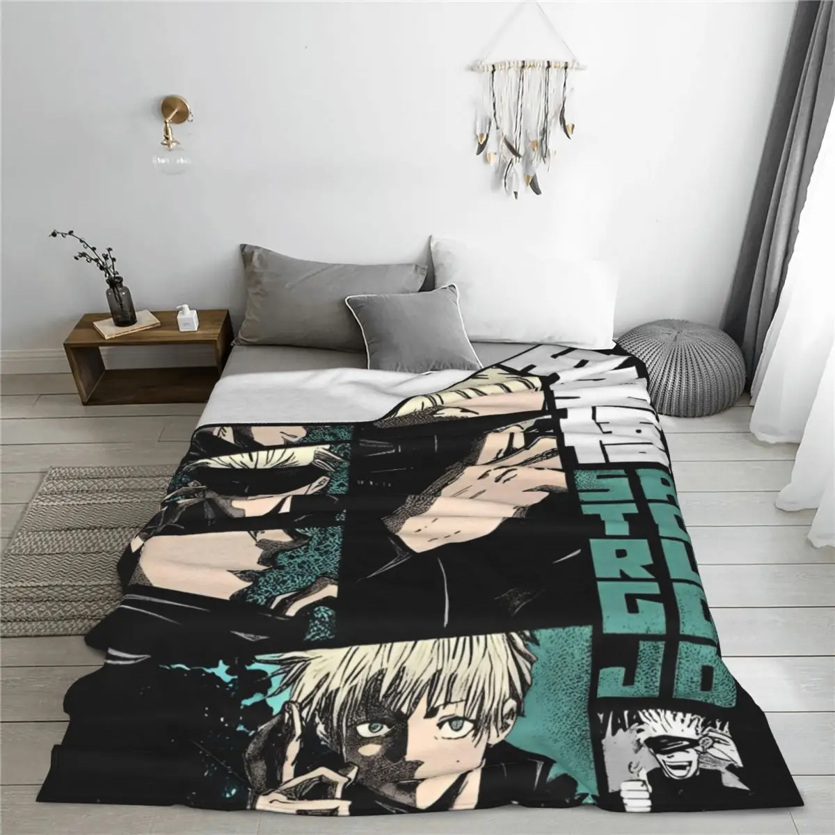 Jujutsu Strongest Kaisen Blankets Comic Anime Flannel Funny Soft Throw Blanket for Chair Covering Sofa Spring Autumn