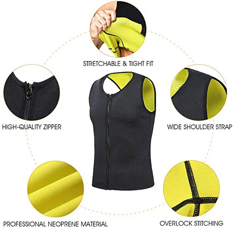 Shaper do corpo dos homens Cintura Trainer, Terno De Sauna, Suor Colete, Roupa Interior Emagrecimento, Camisa Para Perda De Peso, Queimador De Gordura, Tops De Tanque De Treino, Shapewear