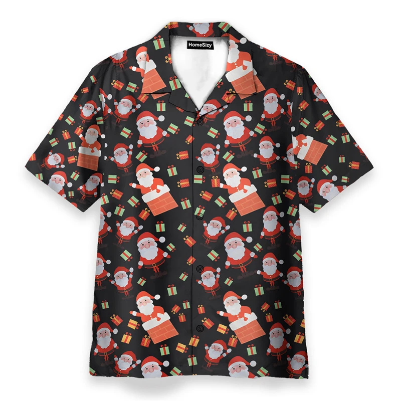 3D Full Print Funny Christmas Graphic Hawaiian Shirts For Men Short Sleeve Button Up Lapel Beach Blouse Unisex Tops Dropshipping