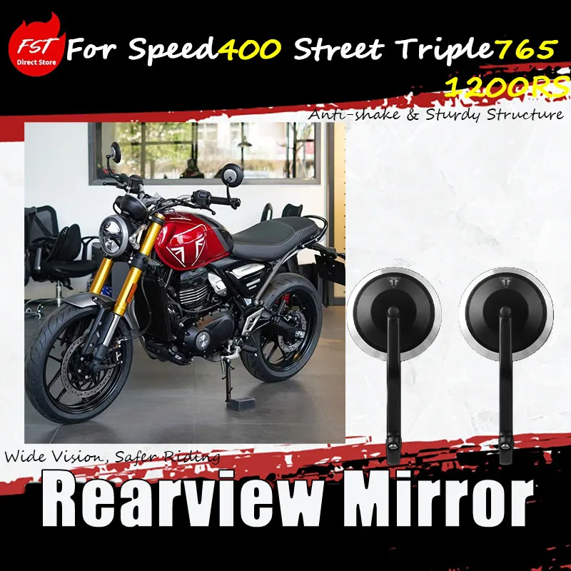 For Speed400 Street Triple 765 / 1200RS modification accessories - rearview mirror, handlebar reflective mirror