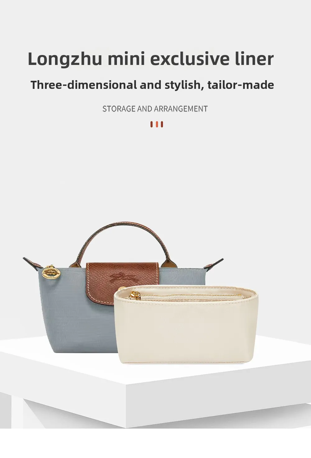 Bag Organizer Insert For The Longchamp Inner Liner Mini Pouch Handbag Inner Orderly Neat Nylon Support Bag Insert Accessories