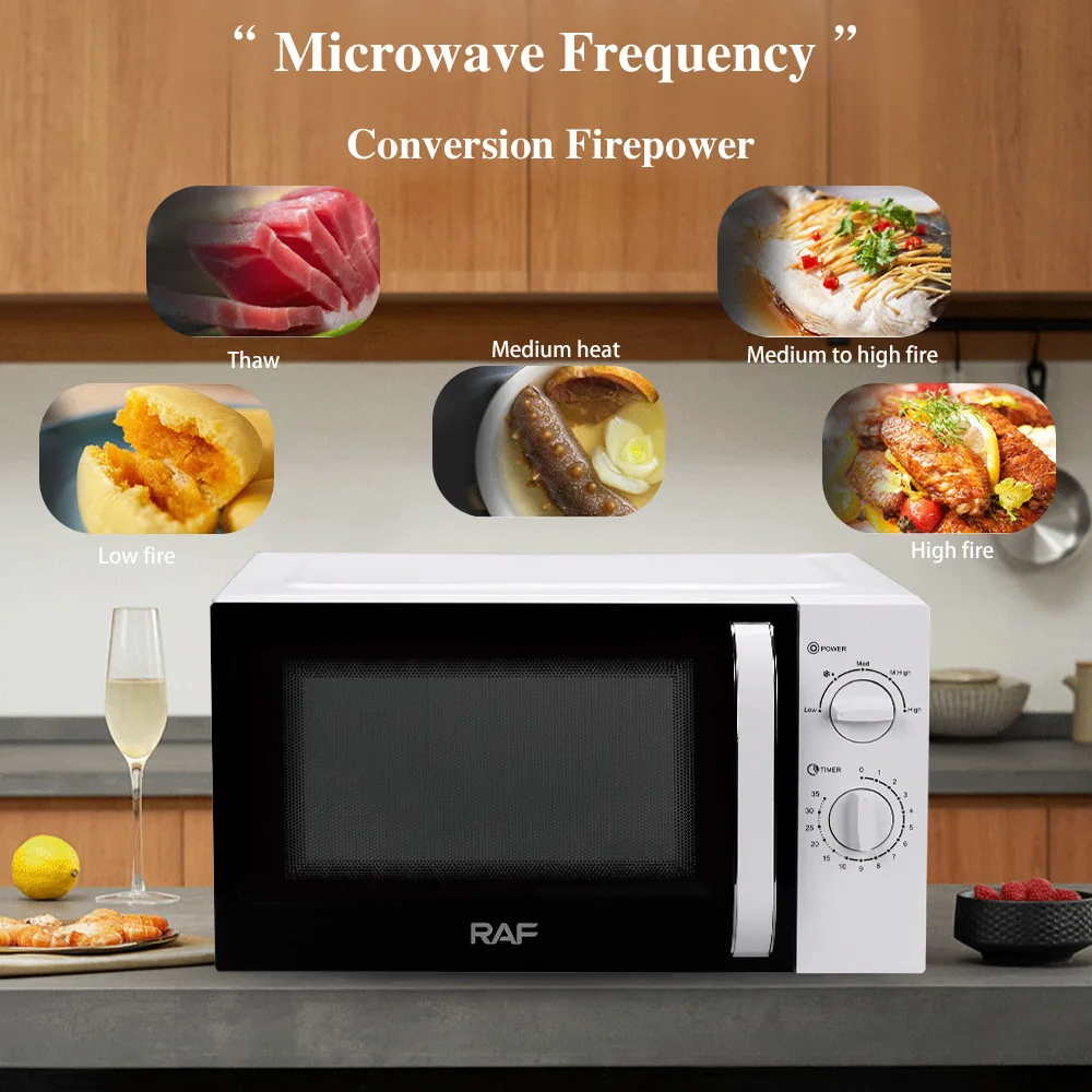 800W Microwave oven Household Quick Light Wave Turntable Visual Microwave oven 23L Fast Multi-stage Cooking White