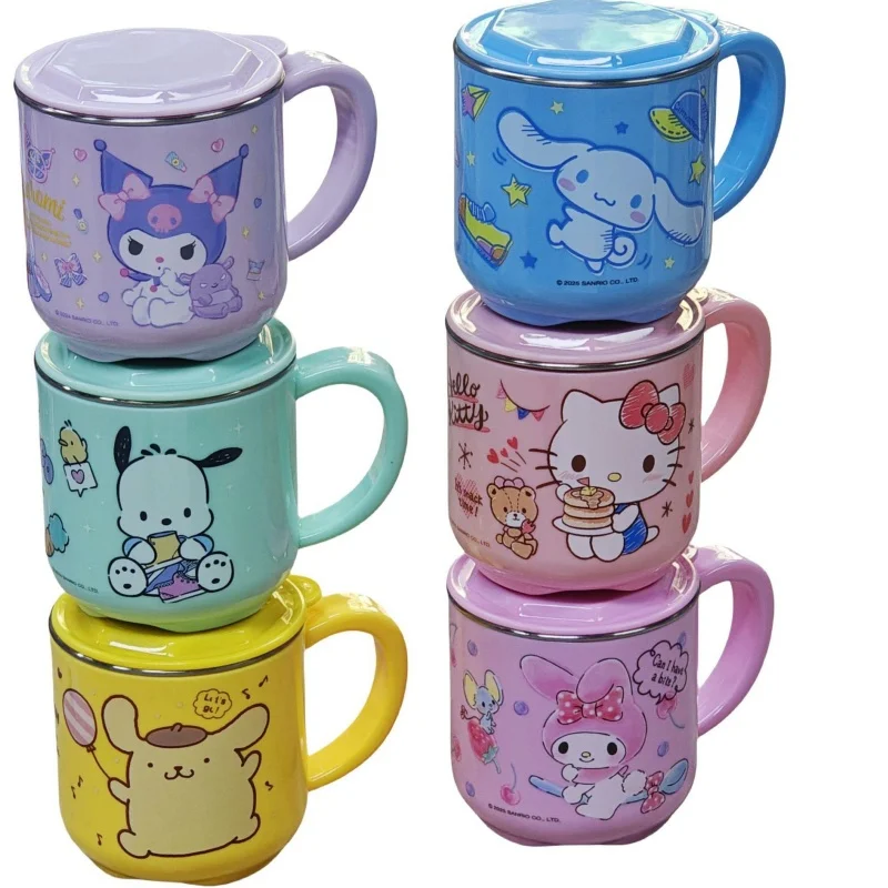 

Sanrio Hello kitty cartoon kuromiMy melodyCinnamoroll cute milk cup stainless steel double-layer removable anti-scalding kawaii