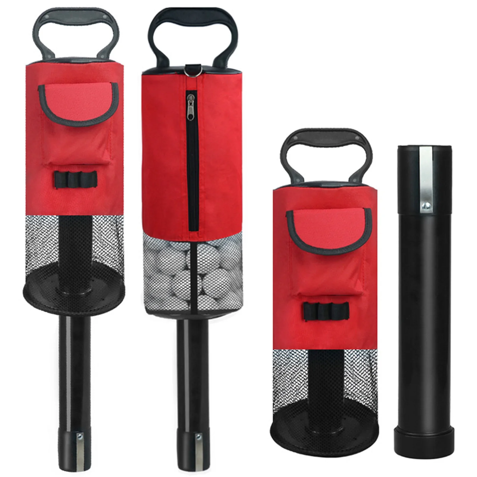 1Pc 70-ball Capacity Dismountable Two-section Ball Picker Zipper Golf Bag with Handle for Golf Course