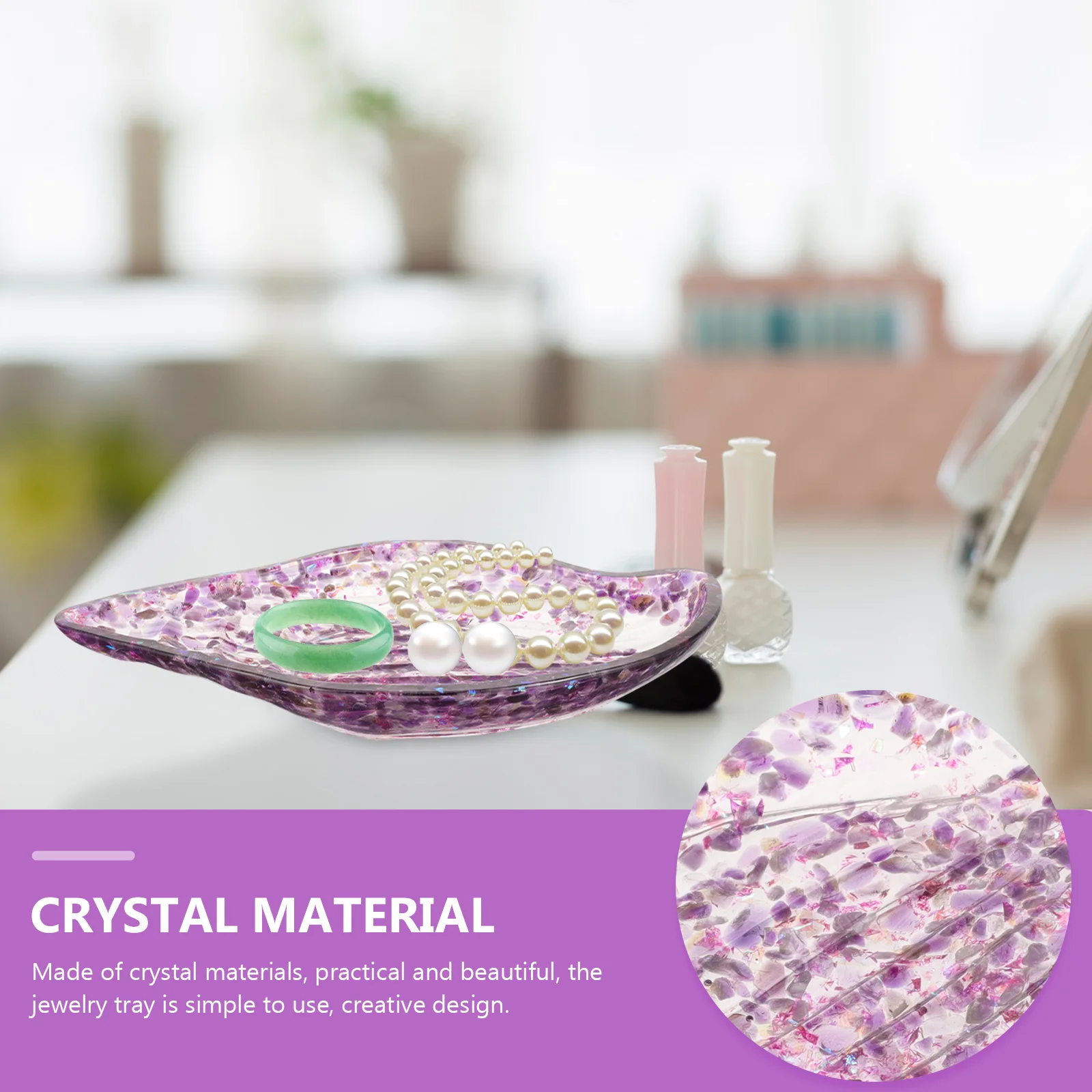 

Crystal Jewelry Tray Small Elegant Trinket Dish Jewelry Storage Display Plate Organizer for Home Shop Desktop Trinket Dish